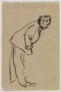 Portrett av Ludvig Brandstrup, stående foroverbøyd av Felix Nylund