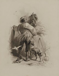 Bonde med hest, hund og duer av Felix Octavius Carr Darley