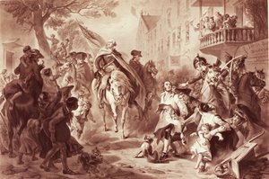 George Washington kom inn i New York i 1783, gravert av Alexander Hay Ritchie (1822-1895) (mezzotint) av Felix Octavius Carr Darley