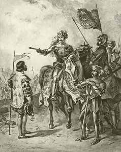 Kong Henry Fifth V. Act IV, Scene VII (gravyr) av Felix Octavius Carr Darley