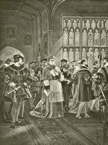 Kong Henrik VIII. Akt I, Scene I (gravyr) av Felix Octavius Carr Darley