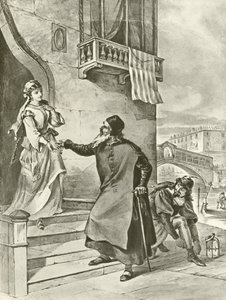 Kjøpmann av Venezia. Akt II, Scene V (gravyr) av Felix Octavius Carr Darley