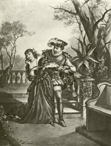 Mye ståhei for ingenting. Akt V-Scene II (gravyr) av Felix Octavius Carr Darley