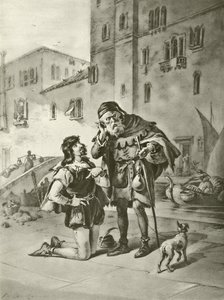 Kjøpmannen i Venezia. Akt II, Scene II (gravyr) av Felix Octavius Carr Darley