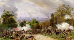Kamp på kirkegården til Pere Lachaise i 1871 (olje på lerret) av Felix Philippoteaux