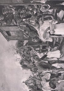 Foran, illustrasjon fra Hindenburg utgitt av Daterlandischer Derlag C U Weller Berlin av Felix Schwormstadt