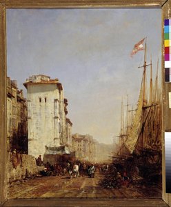 Havnebrygge i Marseille av Félix Ziem