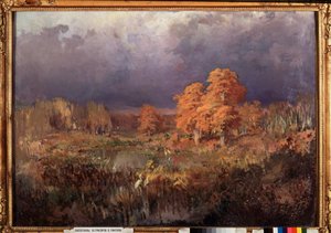 Sump i skogen, høst - Maleri av Fjodor Vasilyev (Feodor Alexandrovich, Fiodor Alexandrovitch Vasiliev (1850-1873), olje på lerret