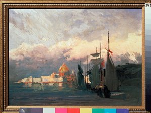 On the Neva (Russland) - On the Neva - Maleri av Fjodor Vasilyev (Feodor Alexandrovich, Fiodor Alexandrovitch Vasiliev (1850-1873), olje på lerret - russisk kunst