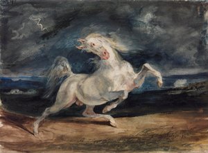 Hest skremt av lynet av Ferdinand Victor Eugene Delacroix