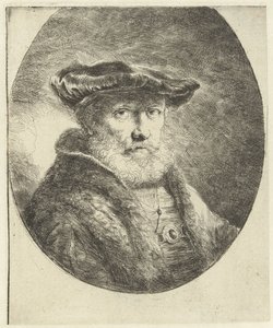 Byste av en gammel mann med en beret i fløyel av Ferdinand Bol