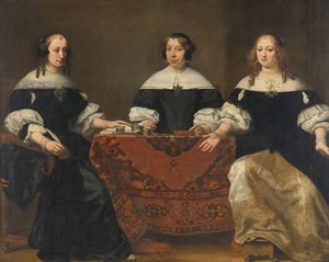 Portrett av de tre regentinnene i Leprozenhuis, Amsterdam, ca. 1668 av Ferdinand Bol