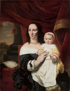Portrett av Johanna de Geer-Trip med datteren Cecylia av Ferdinand Bol