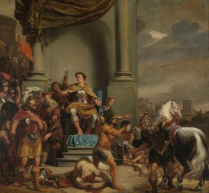 Titus Manlius Imperiosus Torquatus beordrer sønnen til å bli halshugget. 1661-64 av Ferdinand Bol