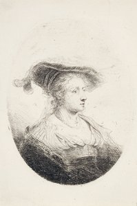 Ung dame med plymer hatt, 1644 av Ferdinand Bol