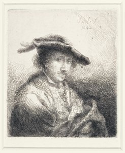 Ung mann med plymer hatt, 1642 av Ferdinand Bol