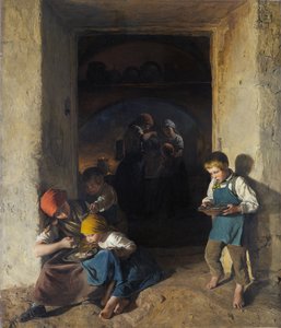 Barn som mottar frokosten sin av Ferdinand Georg Waldmuller