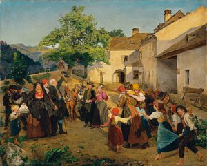 Brudens farvel til foreldrenes hus - Höldrichsmühle av Ferdinand Georg Waldmuller