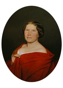 Kvinne med en laksefarget kappe av Ferdinand Georg Waldmuller