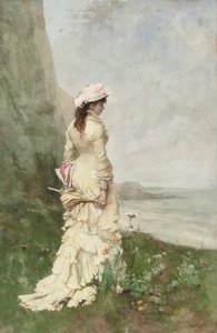 En elegant dame ved sjøen