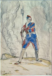 Stående Landsknecht, Studie for slaget ved Marignano av Ferdinand Hodler