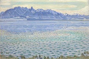 Thunsjøen med Stockhorn-kjeden. 1904 av Ferdinand Hodler