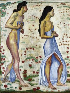 To kvinner i blomsterfølelse 1a, 1901-1906 av Ferdinand Hodler