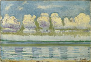 ""Utsikt over Genfersjøen og den sveitsiske juraen"" (Genfersjøen med den sveitsiske juraen) Maleri av Ferdinand Hodler (1853-1918) av Ferdinand Hodler