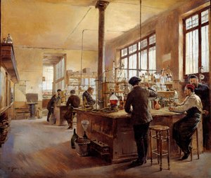 Det kommunale laboratoriet har politiprefekturen boulevard du palace. Maleri av Ferdinand Joseph Gueldry (1858-1945)