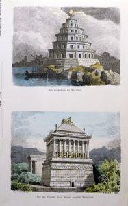 Det store fyrtårnet i Alexandria og mausoleet ved Halikarnassus, fra en serie av 