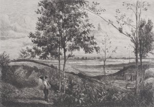 Landskap etter Corot, 1873-90. av Ferdinand Lefman
