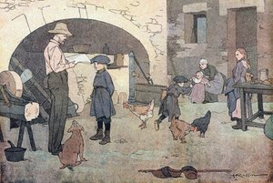 Hjemme igjen, i barndommens bildebok, ca. 1900 (gravering) av Ferdinand Raffin