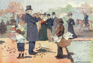 Den offentlige hagen til Tuileries i Paris, i Imagier de l'enfance, ca. 1900 (gravering) av Ferdinand Raffin