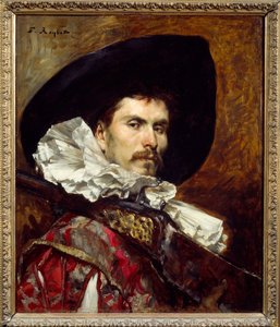 En harquebusier på 1600-tallet Maleri av Ferdinand Roybet (1840-1920) Lyon fra 1800-tallet, Musee des Beaux Arts