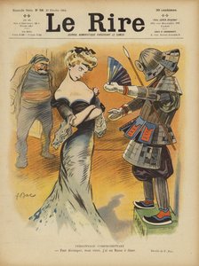 Satire over Frankrikes forhold til Japan etter hvert som spenningene økte mellom japanerne og Frankrikes (farge litho)