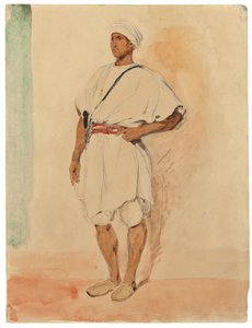 En stående marokkaner (blyant og akvarell på papir) av Ferdinand Victor Eugene Delacroix