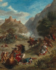Arabere i trefning i fjellene av Ferdinand Victor Eugene Delacroix