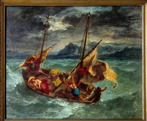 Kristus ved Generaseth-sjøen (Genesareth). Maleri av Eugene Delacroix (1798-1863) av Ferdinand Victor Eugene Delacroix