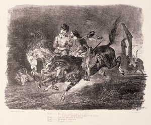 Faust og Mephistopheles galopperende gjennom sabbatsnatten, 1828 av Ferdinand Victor Eugene Delacroix