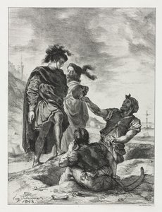 Hamlet: Hamlet og Horatio med gravgraverne, 1843. av Ferdinand Victor Eugene Delacroix