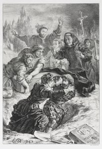 Hamlet: Hamlet og Laertes i graven til Ophelia, 1843. av Ferdinand Victor Eugene Delacroix