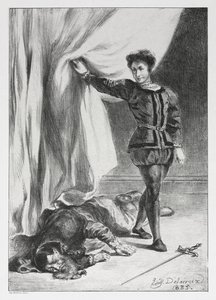 Hamlet: Hamlet and the Corpse of Polonius, 1835. av Ferdinand Victor Eugene Delacroix
