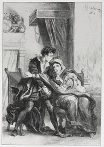 Hamlet: Hamlet og dronningen, 1834. av Ferdinand Victor Eugene Delacroix