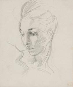 Head of Liberty (grafittblyant på papir) av Ferdinand Victor Eugene Delacroix