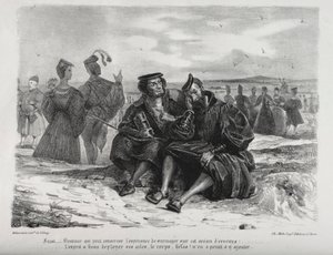 Illustrasjoner for Faust: Faust og Wagner, 1828. av Ferdinand Victor Eugene Delacroix