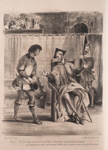 Illustrasjoner for Faust: Méphistophélé mottar skolegutten, 1828. av Ferdinand Victor Eugene Delacroix