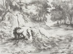 Ophelias død, 1843 av Ferdinand Victor Eugene Delacroix