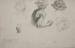 Studieark for "Trajans rettferdighet", ca. 1840 (blyant på papir) av Ferdinand Victor Eugene Delacroix