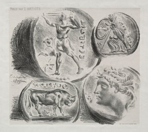 Ark med fire antikke medaljer, 1825. av Ferdinand Victor Eugene Delacroix