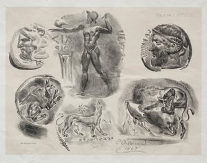 Ark med seks antikke medaljer, 1825. av Ferdinand Victor Eugene Delacroix